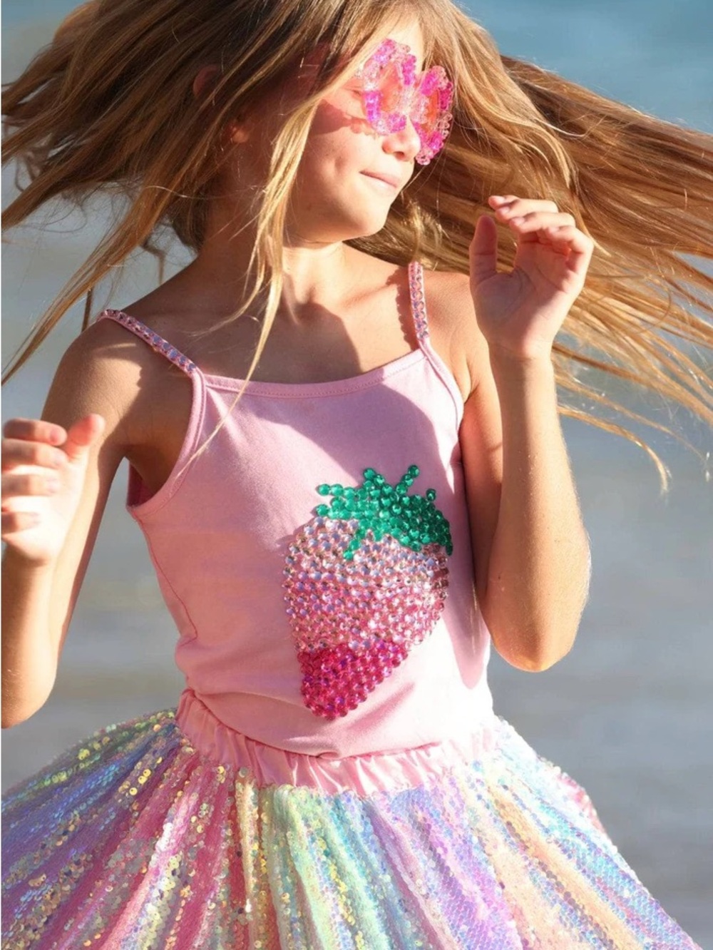 Lola + The Boys Sequin Strawberry Gem Tank Top 🍓